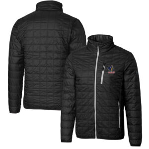 Men's Cutter & Buck Black Delaware Fightin' Blue Hens Team Logo Big & Tall Rainier PrimaLoft Eco Insulated Full-Zip Puffer Jacket