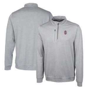 Men's Cutter & Buck Gray Southern Illinois Salukis Vault Big & Tall Stealth Quarter-Zip Pullover Top