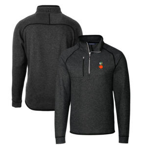 Men's Cutter & Buck Heather Charcoal UCF Knights Mainsail Sweater-Knit Half-Zip Pullover Jacket