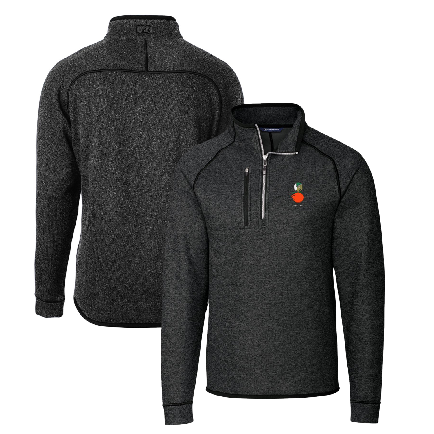 Men's Cutter & Buck Heather Charcoal UCF Knights Mainsail Sweater-Knit Half-Zip Pullover Jacket