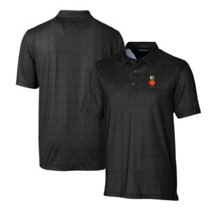 Men's Cutter & Buck Black UCF Knights Primary Team Logo Pike Micro Floral Stretch Polo
