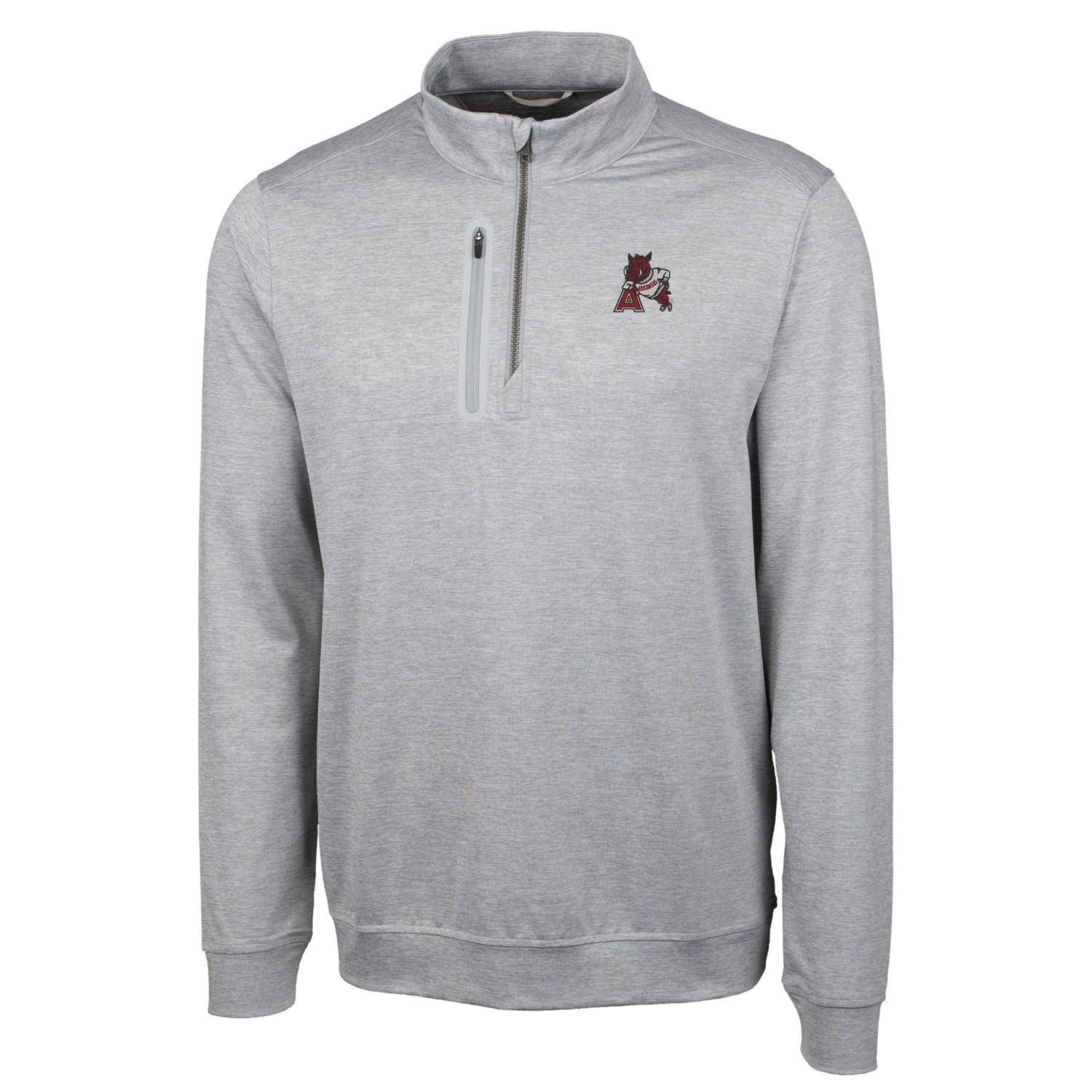 Men's Cutter & Buck Gray Arkansas Razorbacks Heathered Vault Stealth Quarter-Zip Pullover Top - Image 6