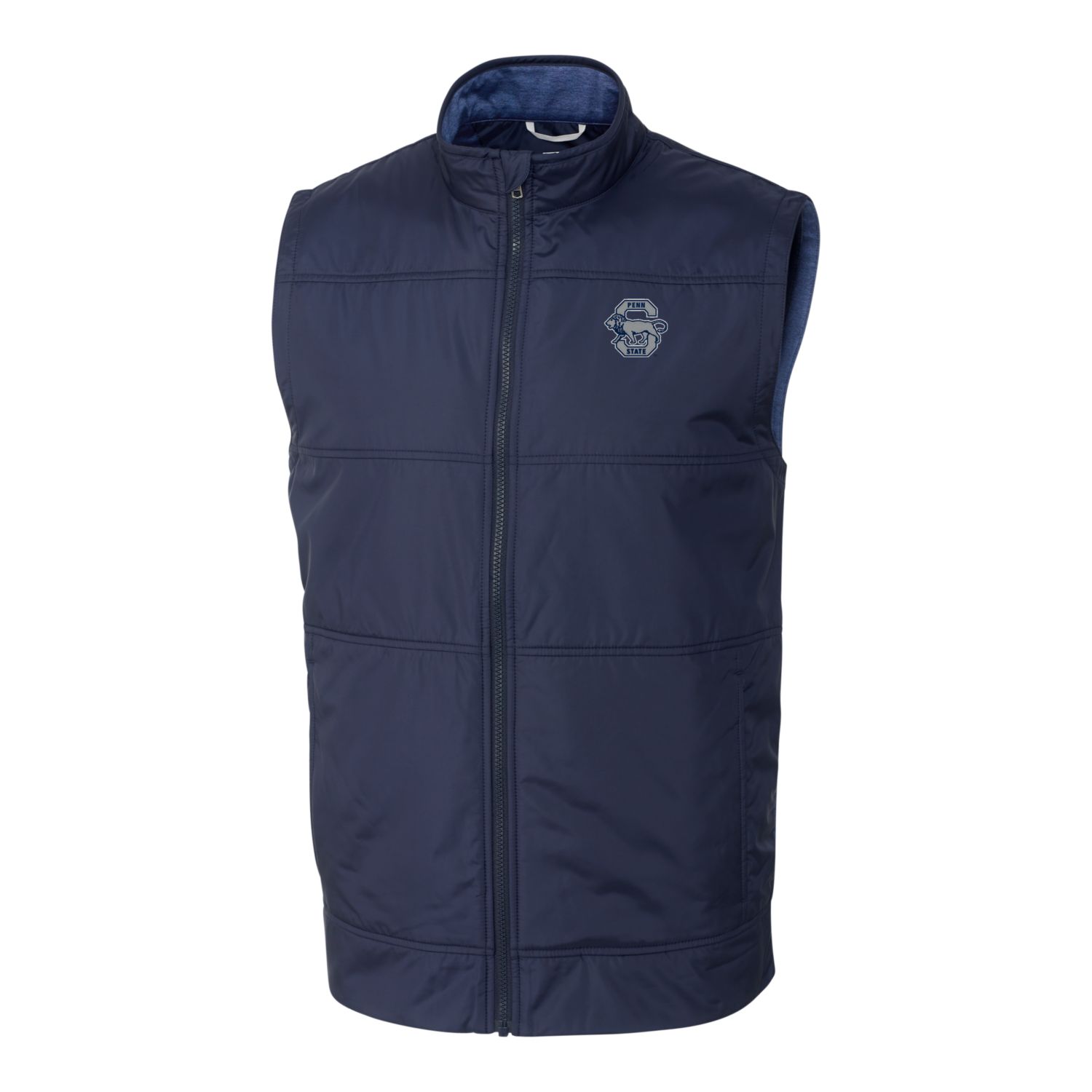 Men's Cutter & Buck Navy Penn State Nittany Lions Vault Stealth Hybrid Quilted Full-Zip Windbreaker Vest - Image 3