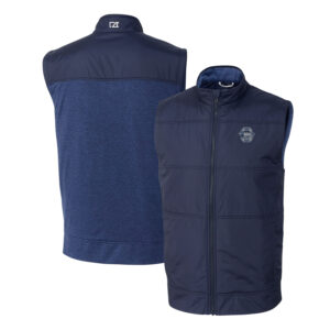 Men's Cutter & Buck Navy Penn State Nittany Lions Vault Stealth Hybrid Quilted Full-Zip Windbreaker Vest