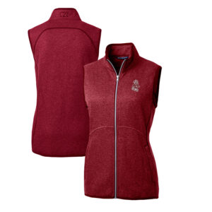 Women's Cutter & Buck Crimson Washington State Cougars Mainsail Basic Sweater-Knit Full-Zip Vest