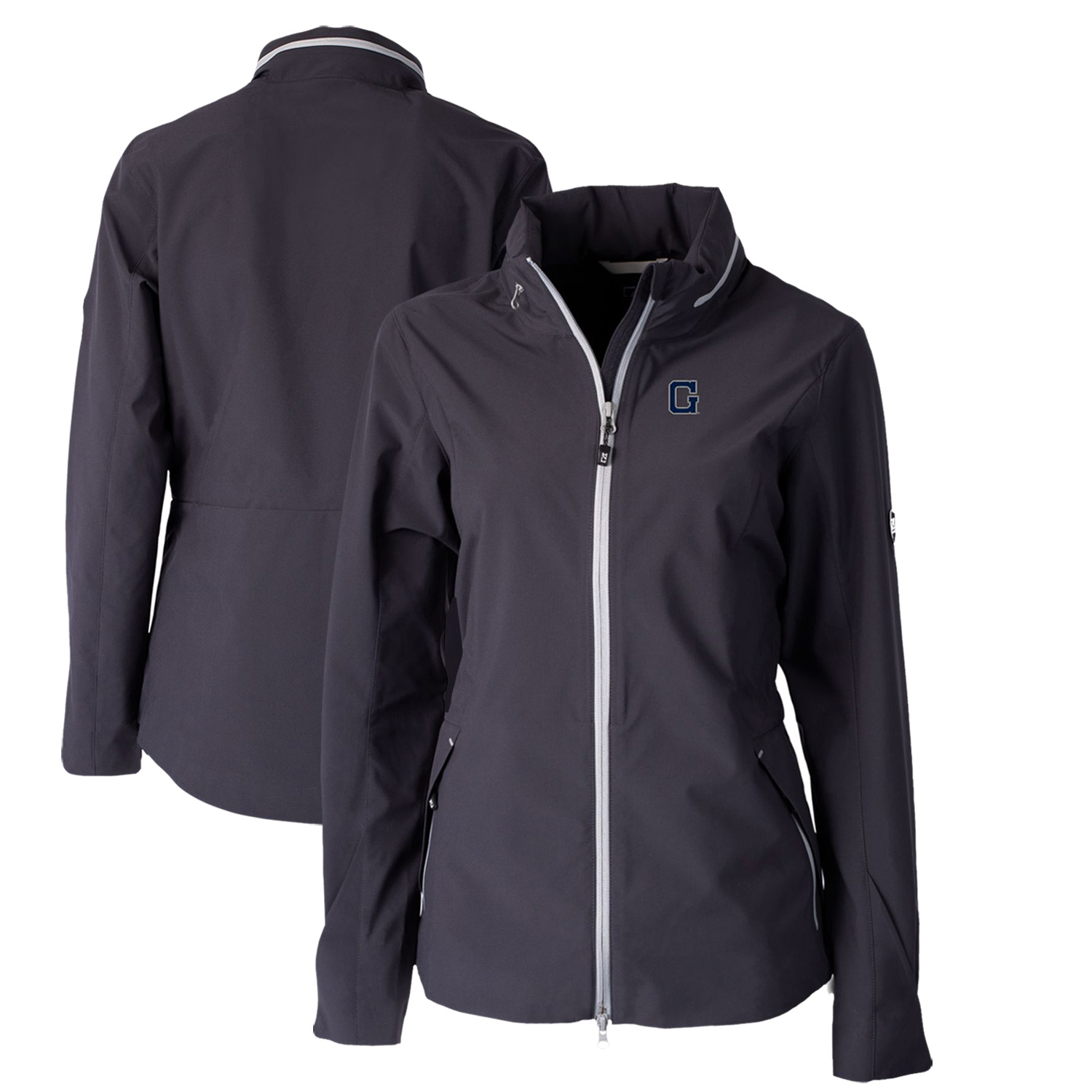 Women's Cutter & Buck Graphite Georgetown Hoyas Vault Vapor Water Repellent Stretch Full-Zip Rain Jacket