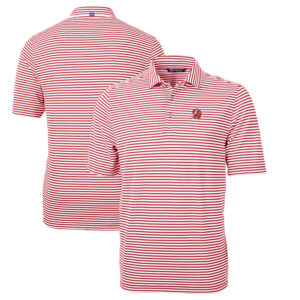 Men's Cutter & Buck Red Tampa Bay Buccaneers Throwback Logo Virtue Eco Pique Stripe Recycled Polo