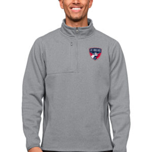Men's Antigua Gray FC Dallas Primary Team Logo Course Quarter-Zip Pullover Top