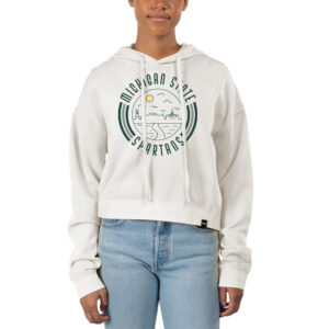 Women's Uscape Apparel White Michigan State Spartans Pigment Dyed Fleece Crop Hoodie