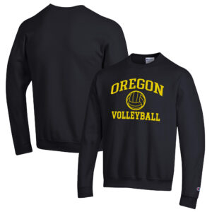 Men's Champion Black Oregon Ducks Volleyball Icon Powerblend Pullover Sweatshirt