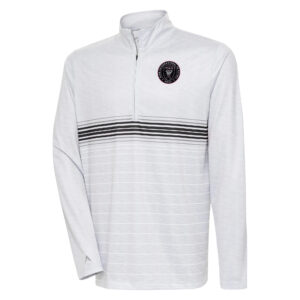 Men's Antigua Gray/Black Inter Miami CF Bullseye Quarter-Zip Pullover Top
