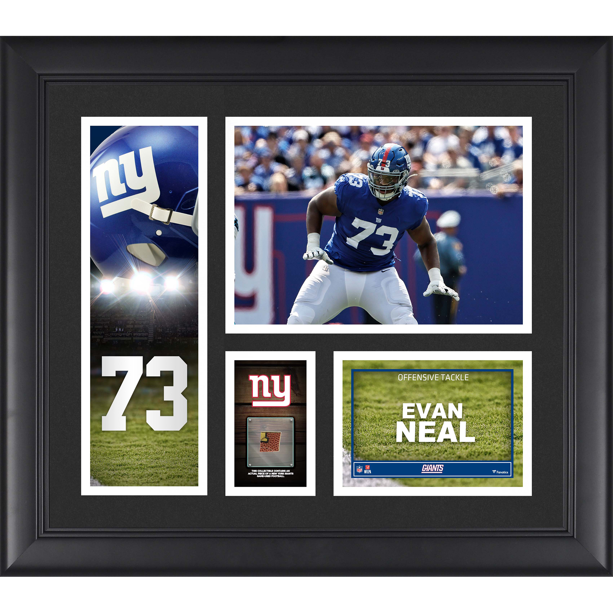 Evan Neal New York Giants Framed 15" x 17" Player Collage with a Piece of Game-Used Ball