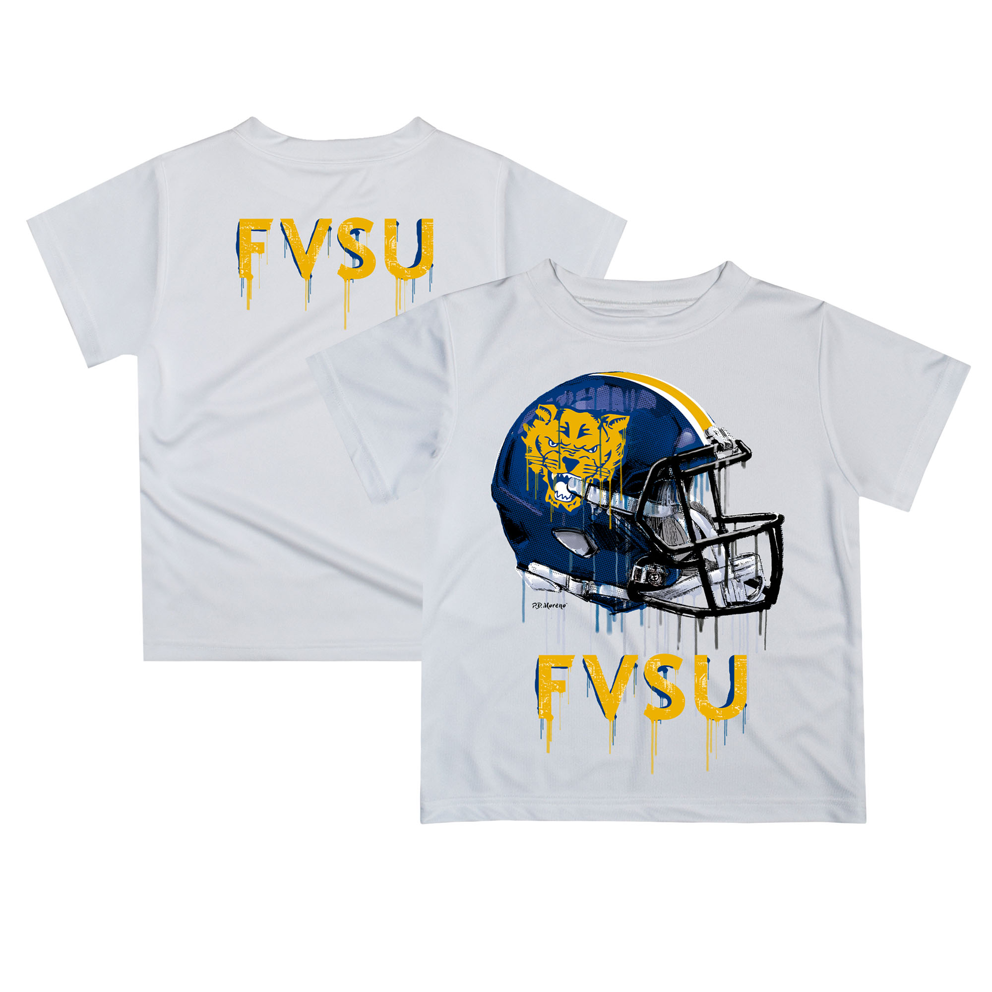 Infant White Fort Valley State Wildcats Dripping Helmet T-Shirt