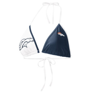 Women's G-III 4Her by Carl Banks Navy/White Denver Broncos Play Action Bikini Top