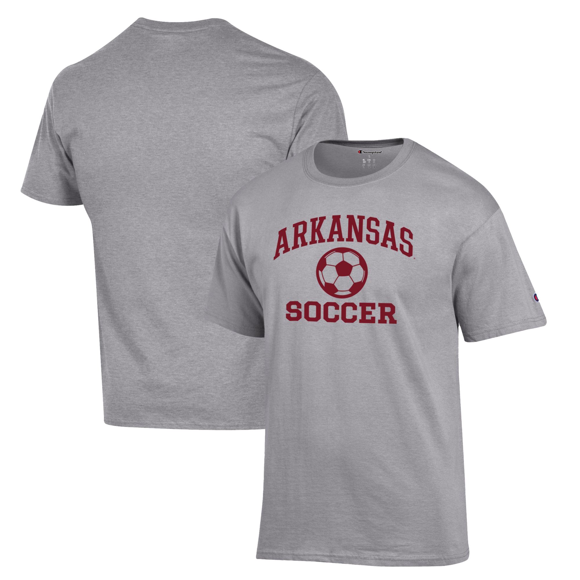 Men's Champion Gray Arkansas Razorbacks Soccer Icon T-Shirt - Image 2