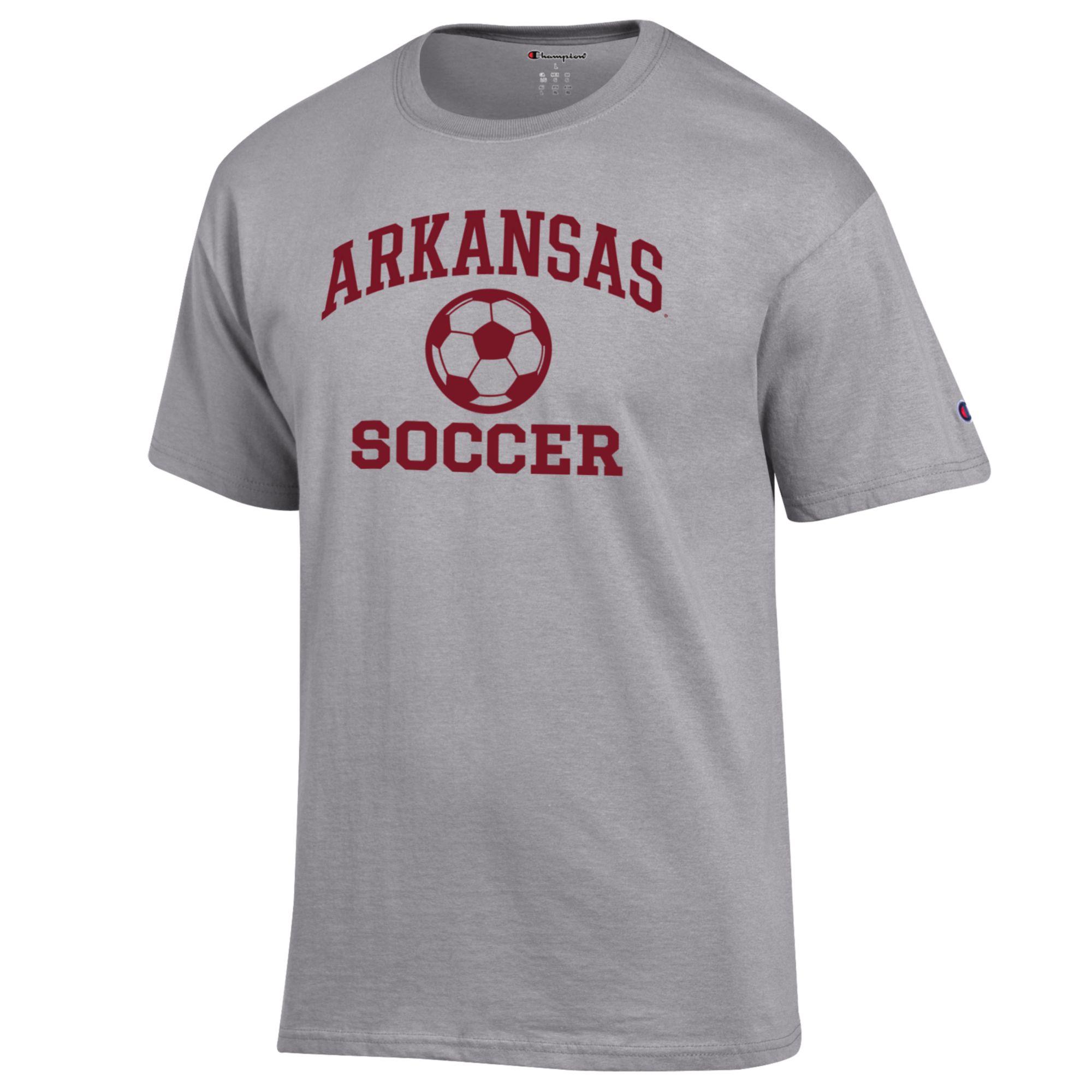 Men's Champion Gray Arkansas Razorbacks Soccer Icon T-Shirt - Image 3