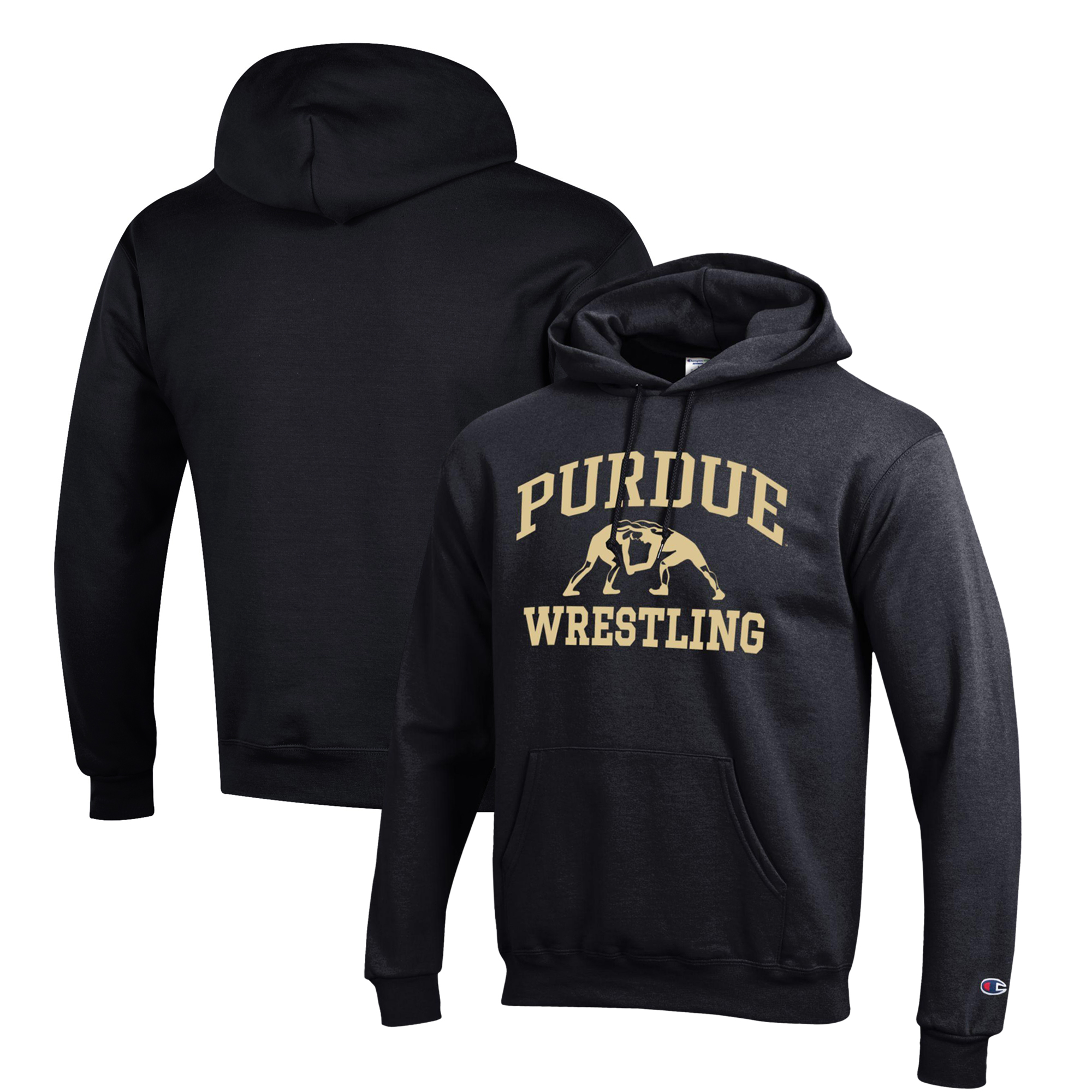 Men's Champion Black Purdue Boilermakers Wrestling Icon Pullover Hoodie