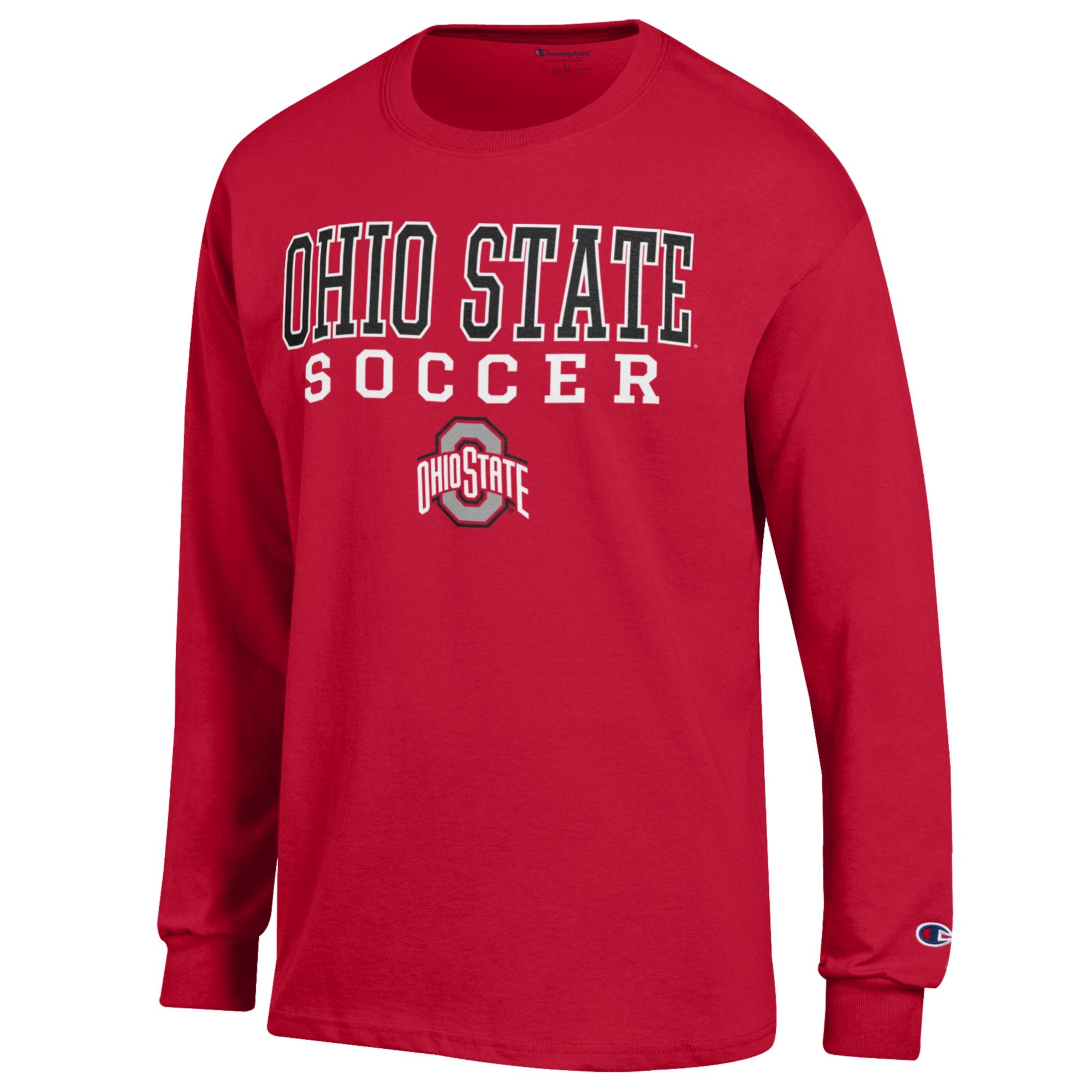 Men's Champion Scarlet Ohio State Buckeyes Soccer Stack Logo Long Sleeve T-Shirt - Image 6