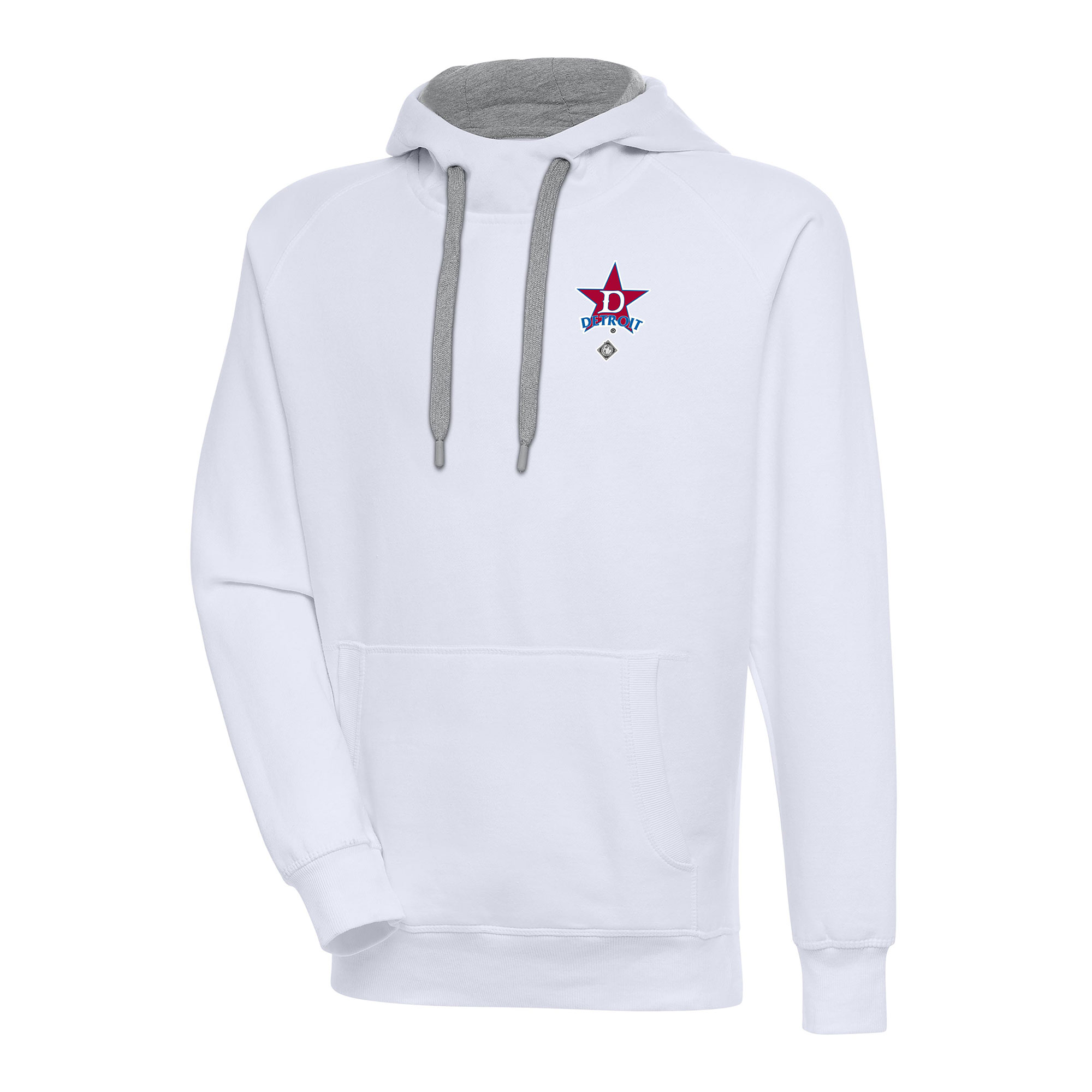 Men's Antigua White Detroit Stars Victory Pullover Hoodie