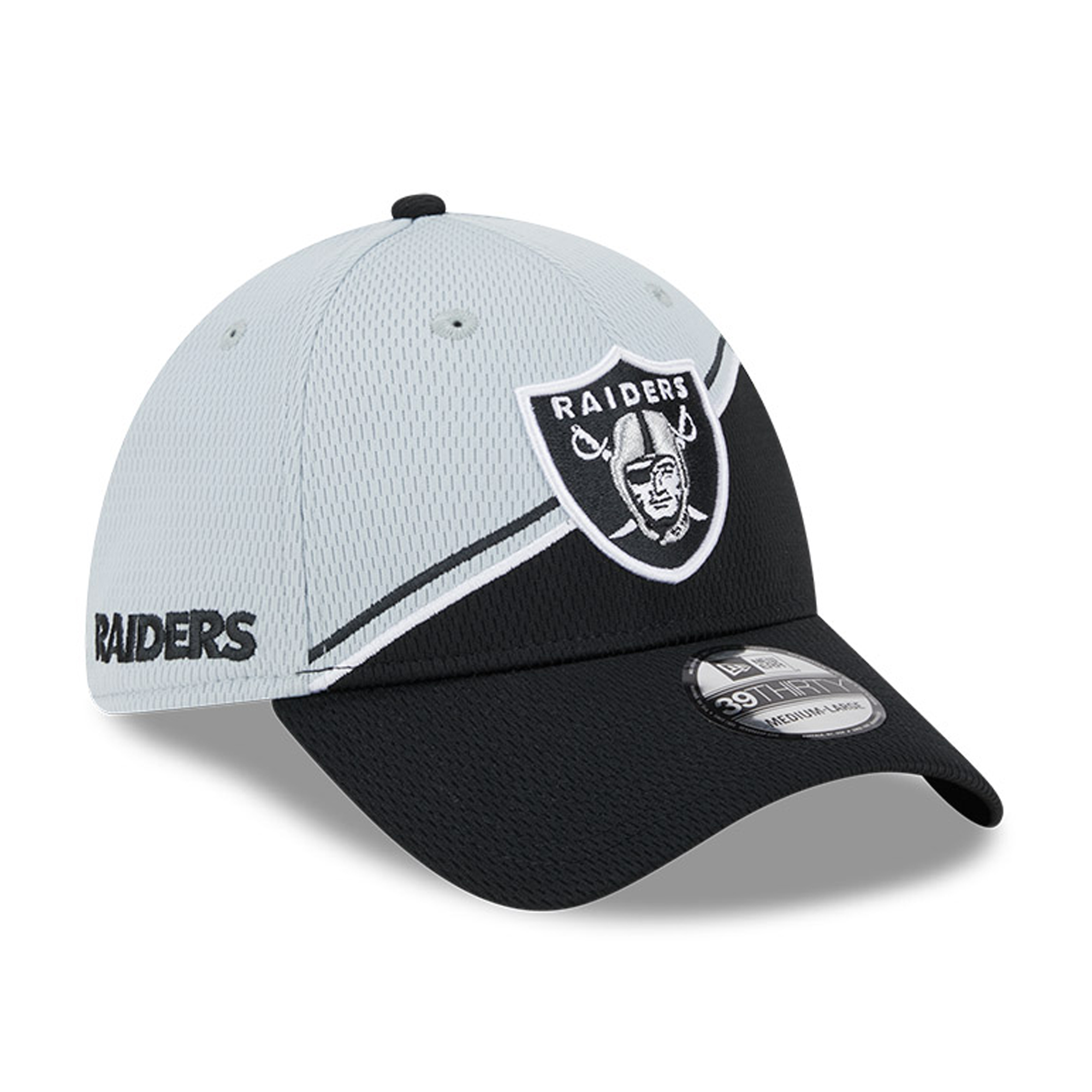 Men's New Era Gray/Black Las Vegas Raiders 2023 Sideline 39THIRTY Flex Hat - Image 9