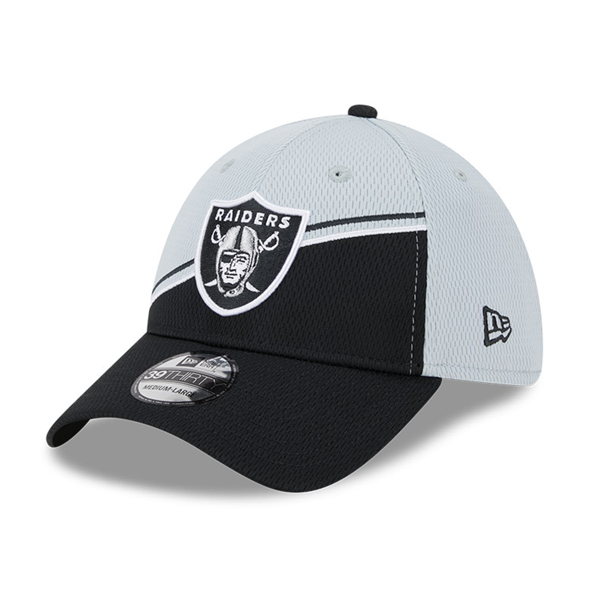 Men's New Era Gray/Black Las Vegas Raiders 2023 Sideline 39THIRTY Flex Hat - Image 3