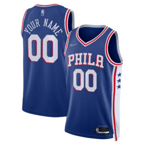 Men's Nike Royal Philadelphia 76ers 2021/22 Diamond Swingman Custom Jersey - Icon Edition