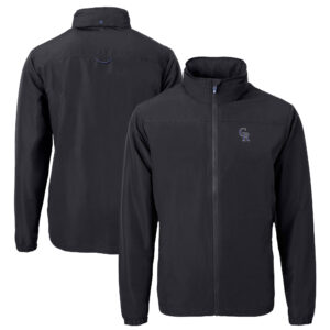 Men's Cutter & Buck Black Colorado Rockies Big & Tall Charter Eco Recycled Full-Zip Jacket