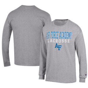 Men's Champion Gray Air Force Falcons Lacrosse Stack Long Sleeve T-Shirt