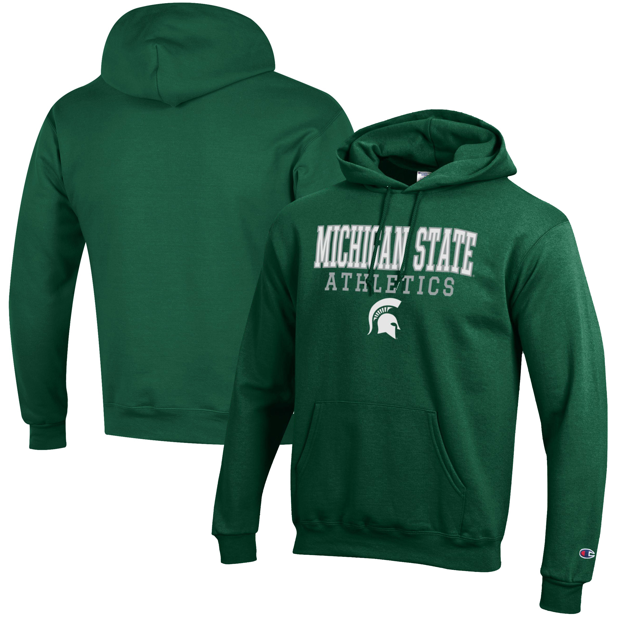 Men's Champion Green Michigan State Spartans Athletics Logo Stack Pullover Hoodie - Image 2