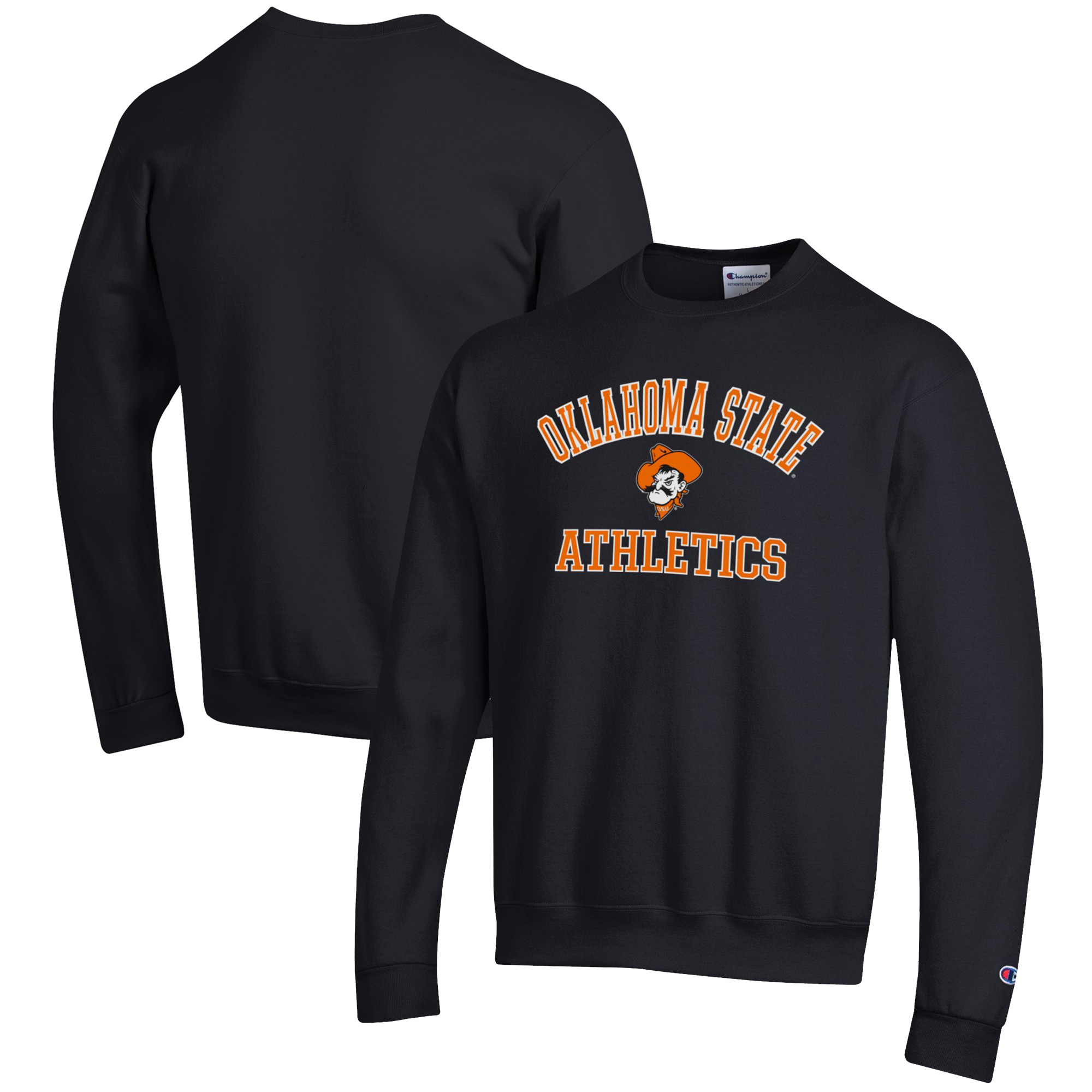 Men's Champion Black Oklahoma State Cowboys Athletics Logo Pullover Sweatshirt