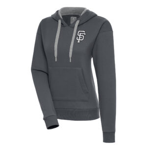 Women's Antigua  Charcoal San Francisco Giants Brushed Metallic Victory Pullover Hoodie