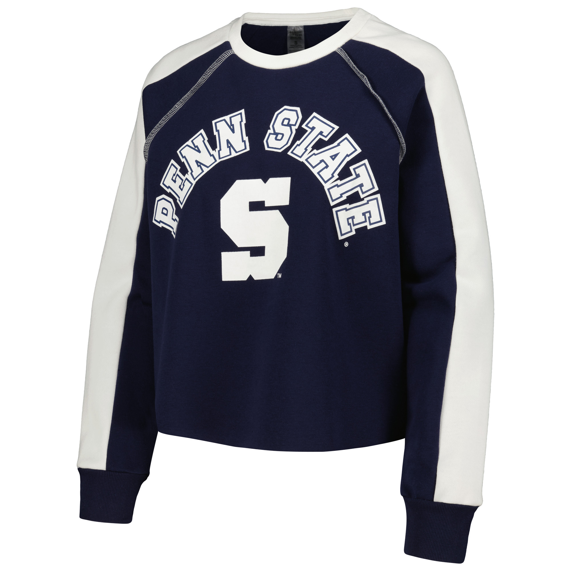 Women's Gameday Couture Navy Penn State Nittany Lions Blindside Raglan Cropped Pullover Sweatshirt - Image 3