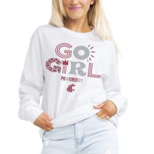 Women's Gameday Couture White Washington State Cougars PoweredBy Go Girl Boyfriend Fit Long Sleeve T-Shirt
