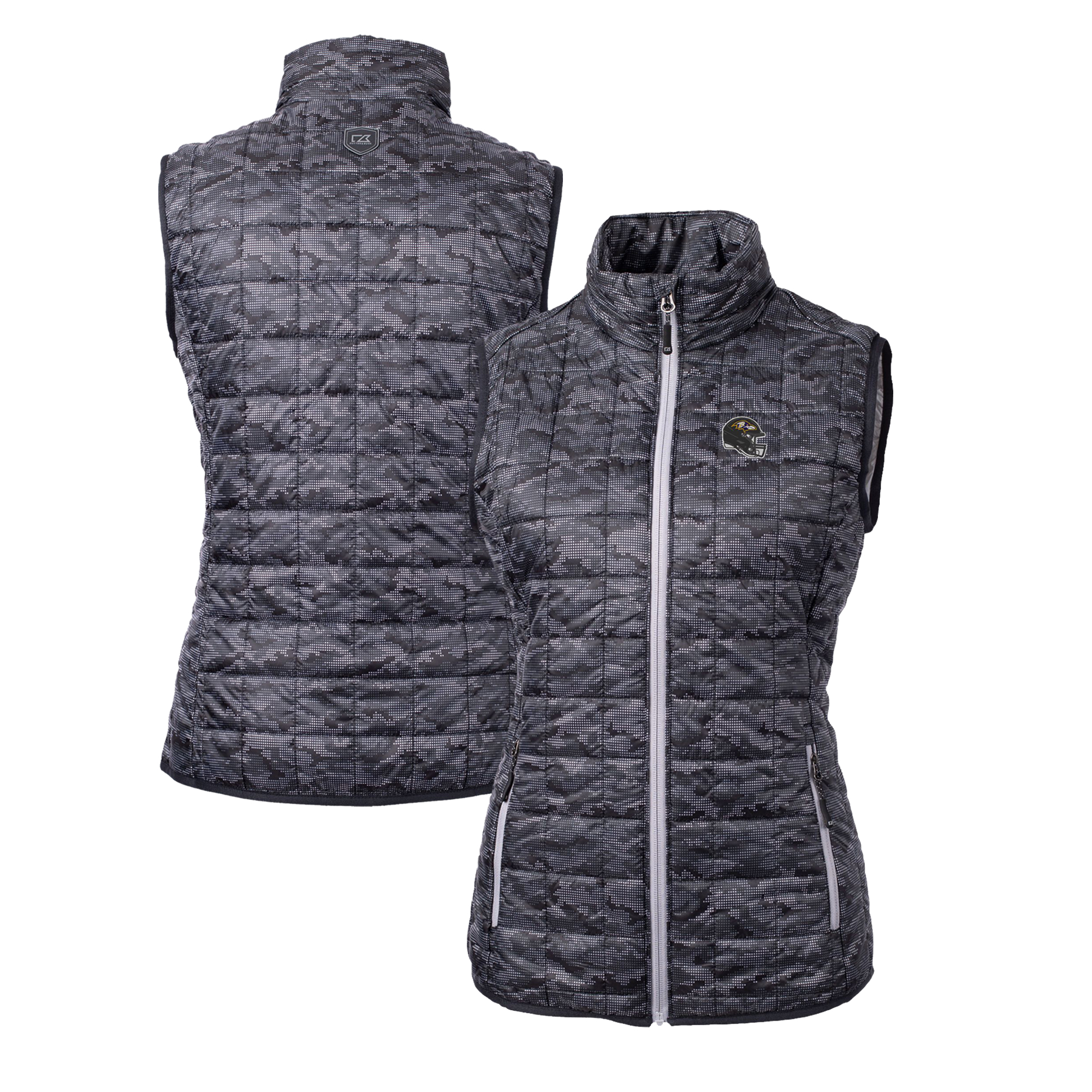 Women's Cutter & Buck Black Baltimore Ravens Helmet Logo Rainier PrimaLoft Eco Insulated Full-Zip Puffer Vest - Image 2