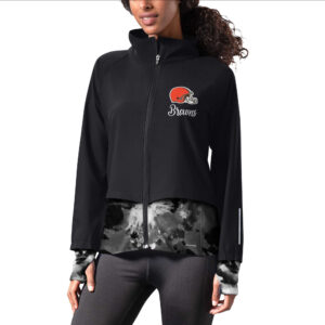 Women's MSX by Michael Strahan Black Cleveland Browns Grace Raglan Full-Zip Running Jacket