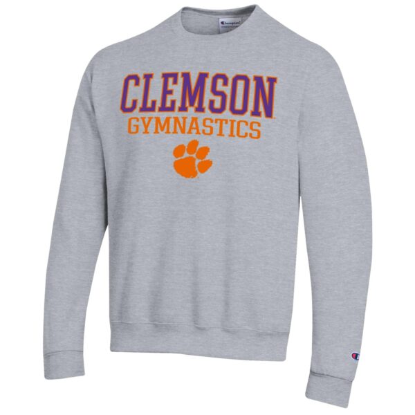 Men's Champion  Gray Clemson Tigers Gymnastics Stack Powerblend Pullover Sweatshirt - Image 6
