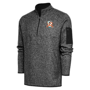 Men's Antigua  Heather Black Bowie Baysox Fortune Quarter-Zip Pullover Jacket