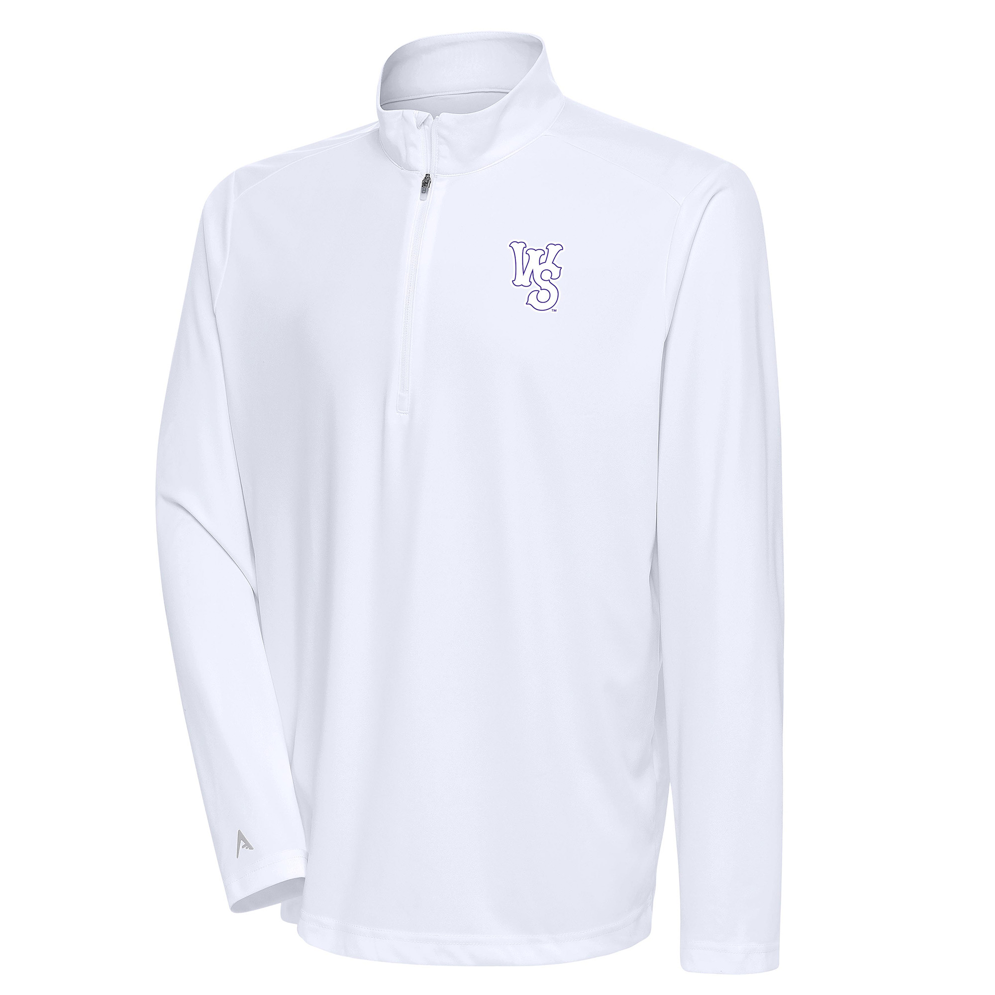 Men's Antigua White Winston-Salem Dash Tribute Quarter-Zip Pullover Top