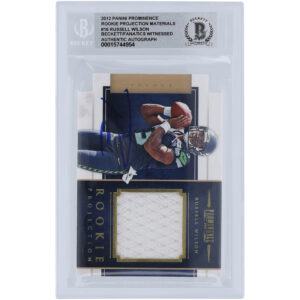 Russell Wilson Seattle Seahawks Autographed 2012 Panini Prominence Rookie Projection Materials Relic #16 #281/299 Beckett Fanatics Witnessed Authenticated 10 Rookie Card