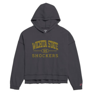 Women's League Collegiate Wear  Charcoal Wichita State Shockers Waffle Oversized Long Sleeve Hoodie T-Shirt