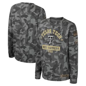 Youth Colosseum Camo Texas Tech Red Raiders OHT Military Appreciation Dark Star Long Sleeve T-Shirt