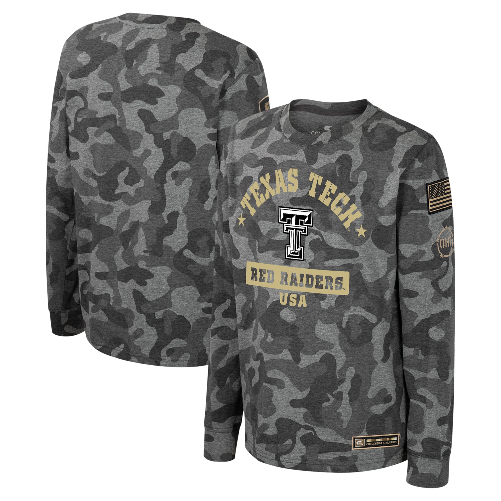 Youth Colosseum Camo Texas Tech Red Raiders OHT Military Appreciation Dark Star Long Sleeve T-Shirt