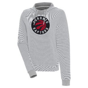 Women's Antigua  Gray Toronto Raptors Axe Bunker Tri-Blend Pullover Hoodie