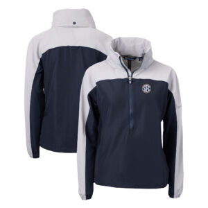 Women's Cutter & Buck  Navy SEC Gear Charter Eco Recycled Anorak Half-Zip Jacket