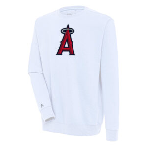 Men's Antigua  White Los Angeles Angels Victory Pullover Sweatshirt