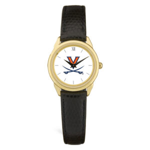 Women's  Gold Virginia Cavaliers Black Leather Wristwatch
