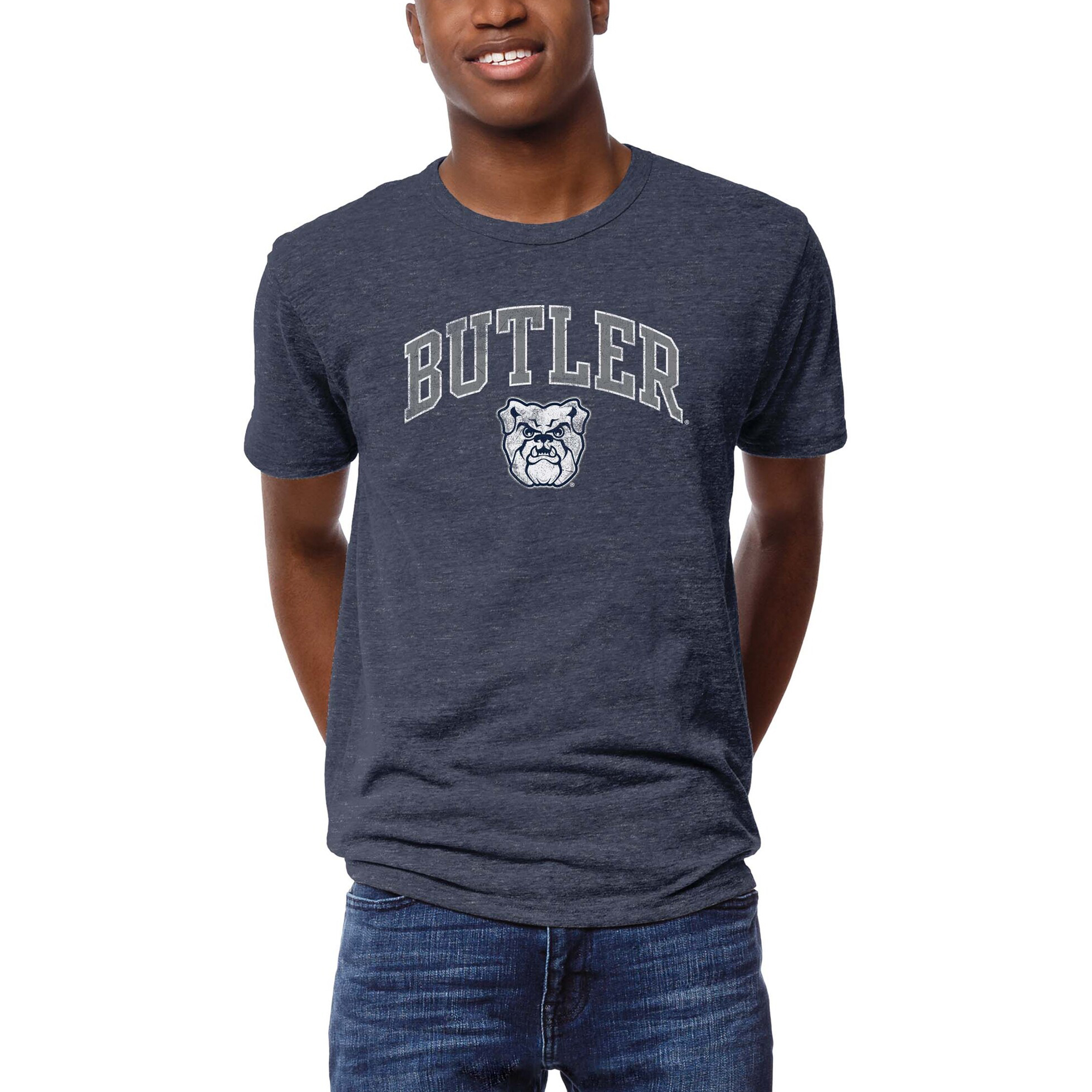 Men's League Collegiate Wear Heather Navy Butler Bulldogs Arch Victory Falls Tri-Blend T-Shirt