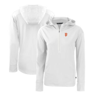 Women's Cutter & Buck  White San Francisco Giants Daybreak Eco Recycled Half-Zip Hoodie