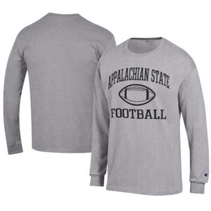 Men's Champion  Gray Appalachian State Mountaineers Football Jersey Long Sleeve T-Shirt
