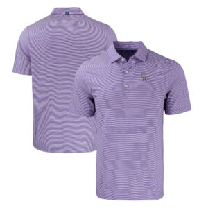 Men's Cutter & Buck Purple/White Colorado Rockies Forge Eco Double Stripe Stretch Recycled Polo